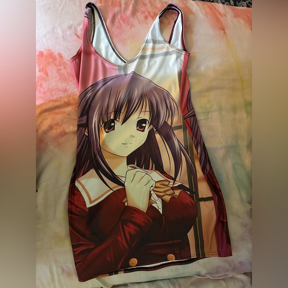 Blackmilk Anime Print Mini Dress - Red and White